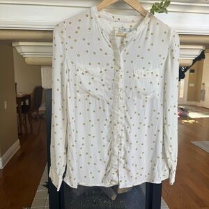 Boden Crepe Cream Printed button front Blouse Size 6